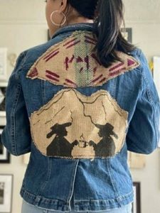 Upcycled Burlap Denim Jacket